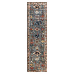 Traditional Tribal Serapi Wool Hand Knotted Light Blue Area Rug 2' 8" x 9' 6"