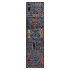 Alfombra Tribal Tradicional Serapi de Lana Anudada a Mano Azul Claro 2' 9" x 10' 1