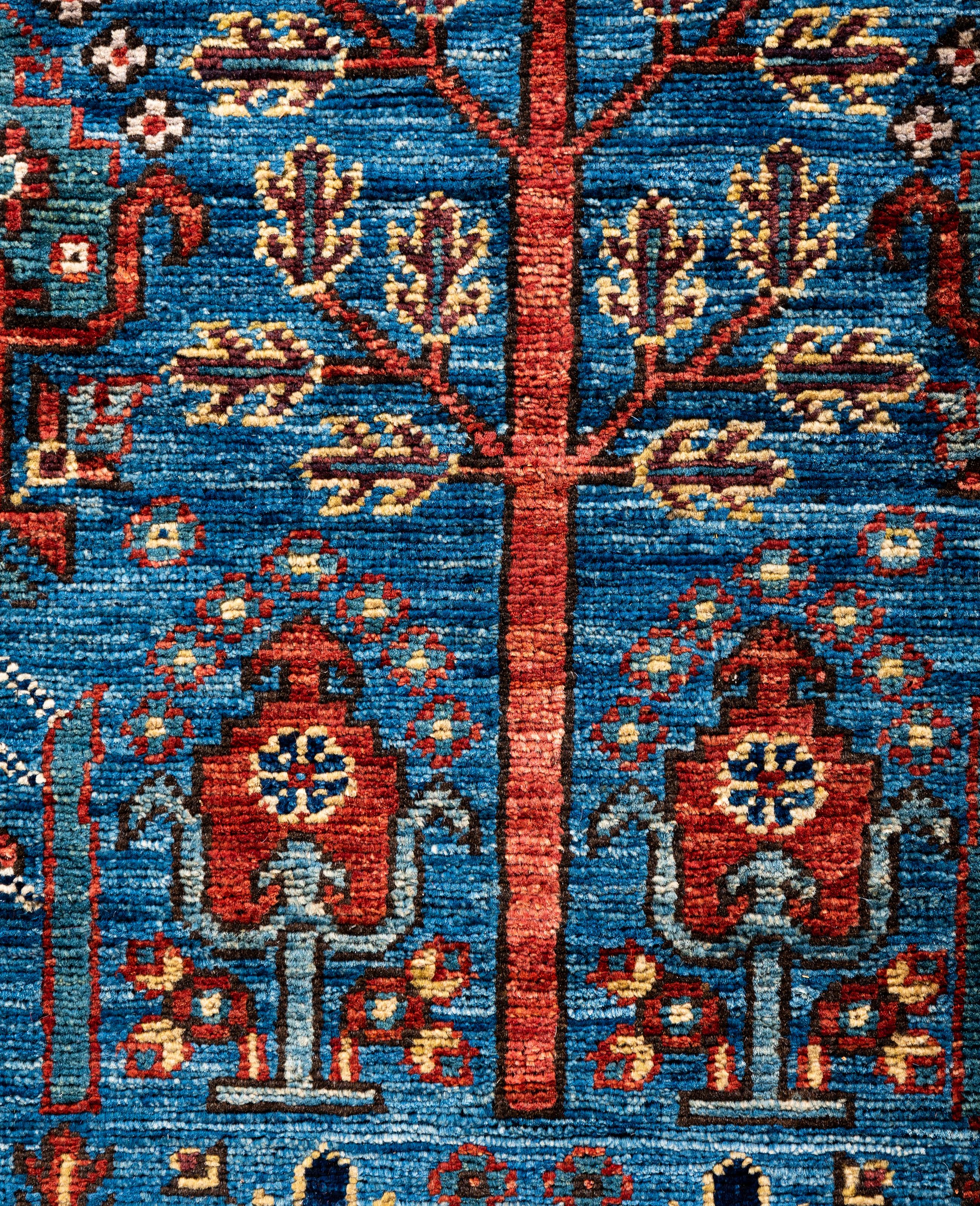 Pakistanais Tapis traditionnel tribal Serapi bleu clair noué à la main 2' 9