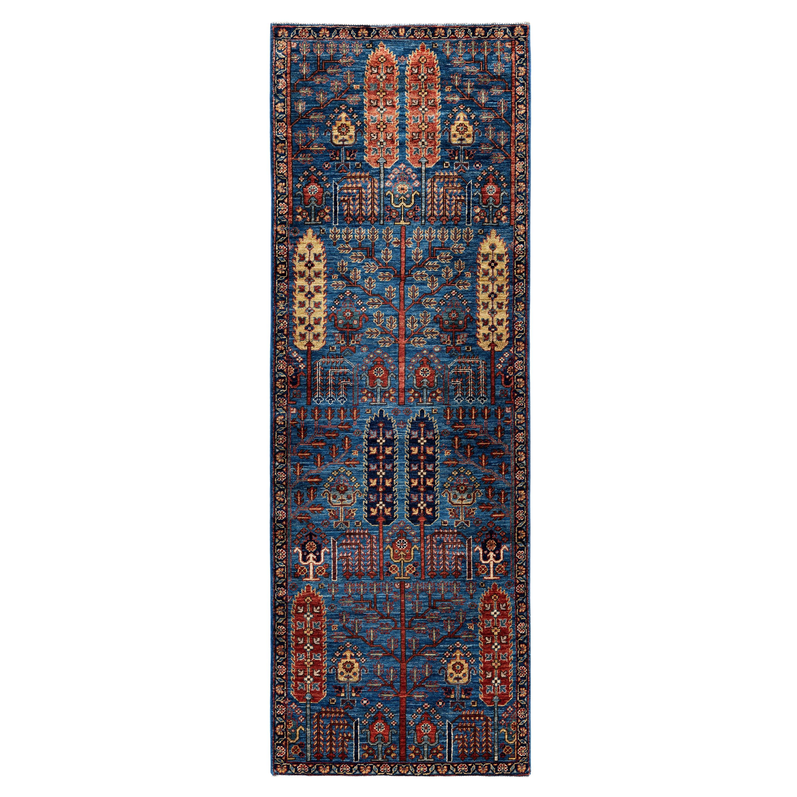 Tapis traditionnel tribal Serapi bleu clair noué à la main 2' 9" x 7' 11"