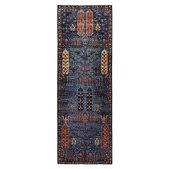 Tapis traditionnel tribal Serapi bleu clair noué à la main 2' 9" x 7' 11"