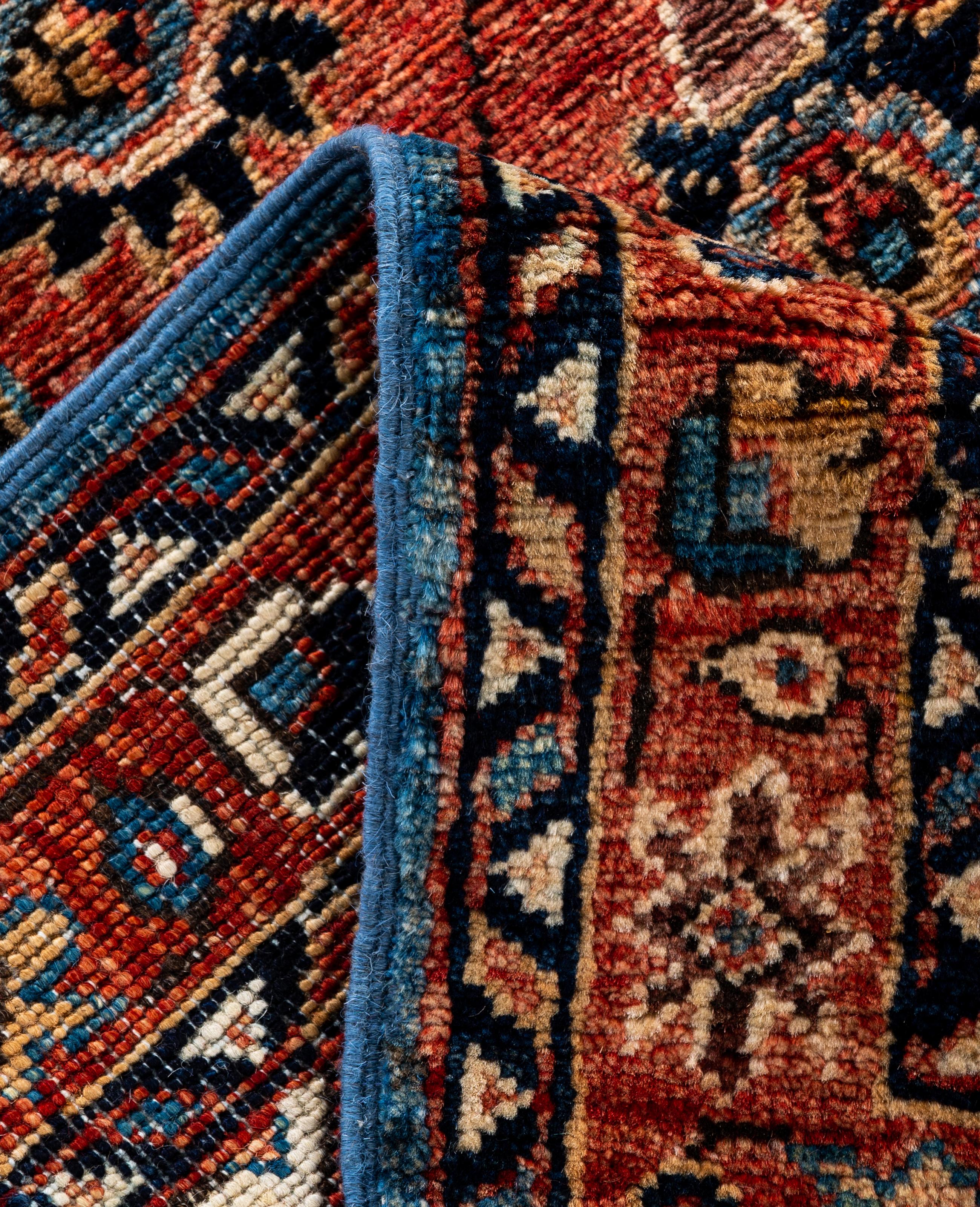 XXIe siècle et contemporain Tapis traditionnel tribal Serapi bleu clair noué à la main 3' 0