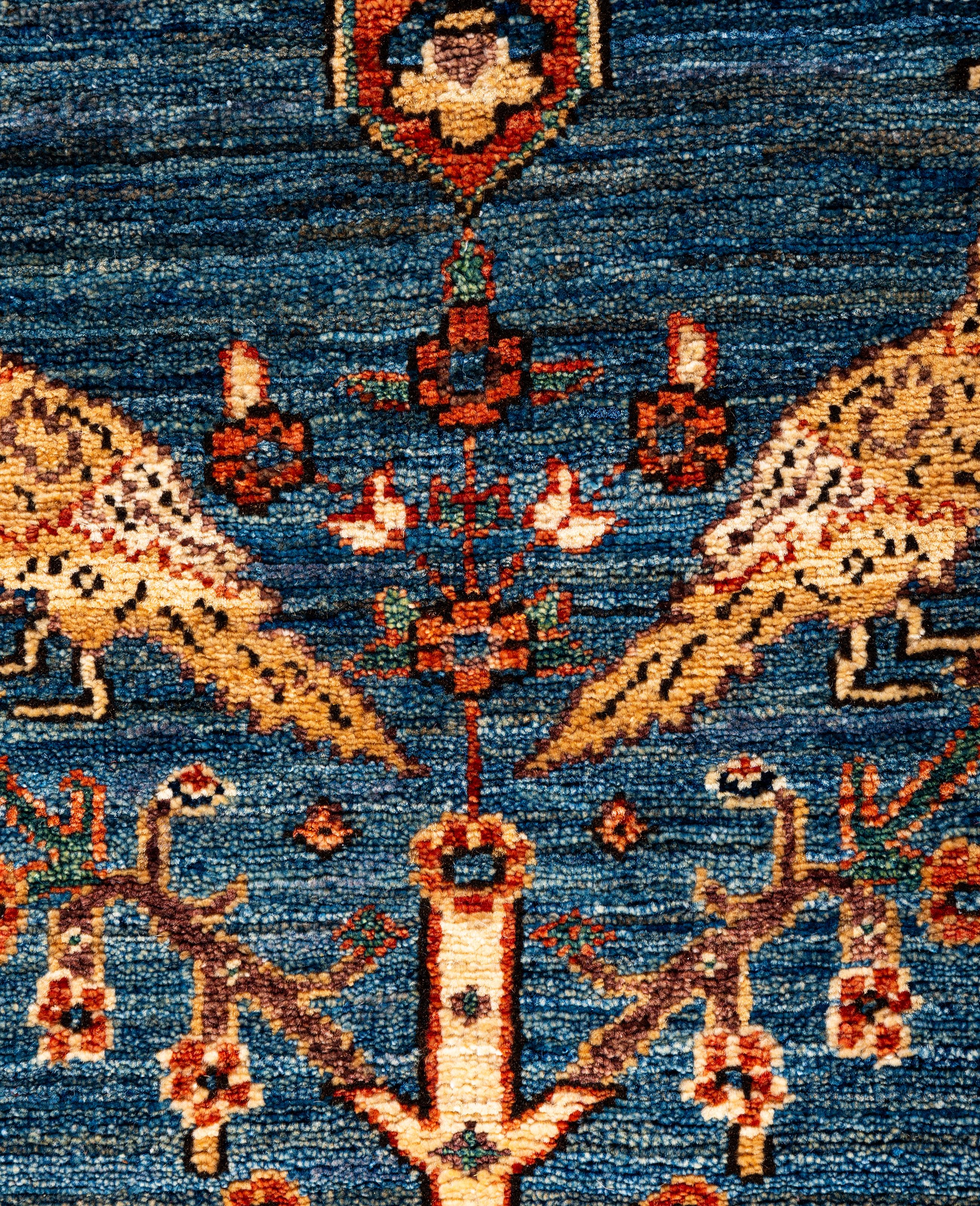 Pakistanais Tapis traditionnel tribal Serapi bleu clair noué à la main 3' 2