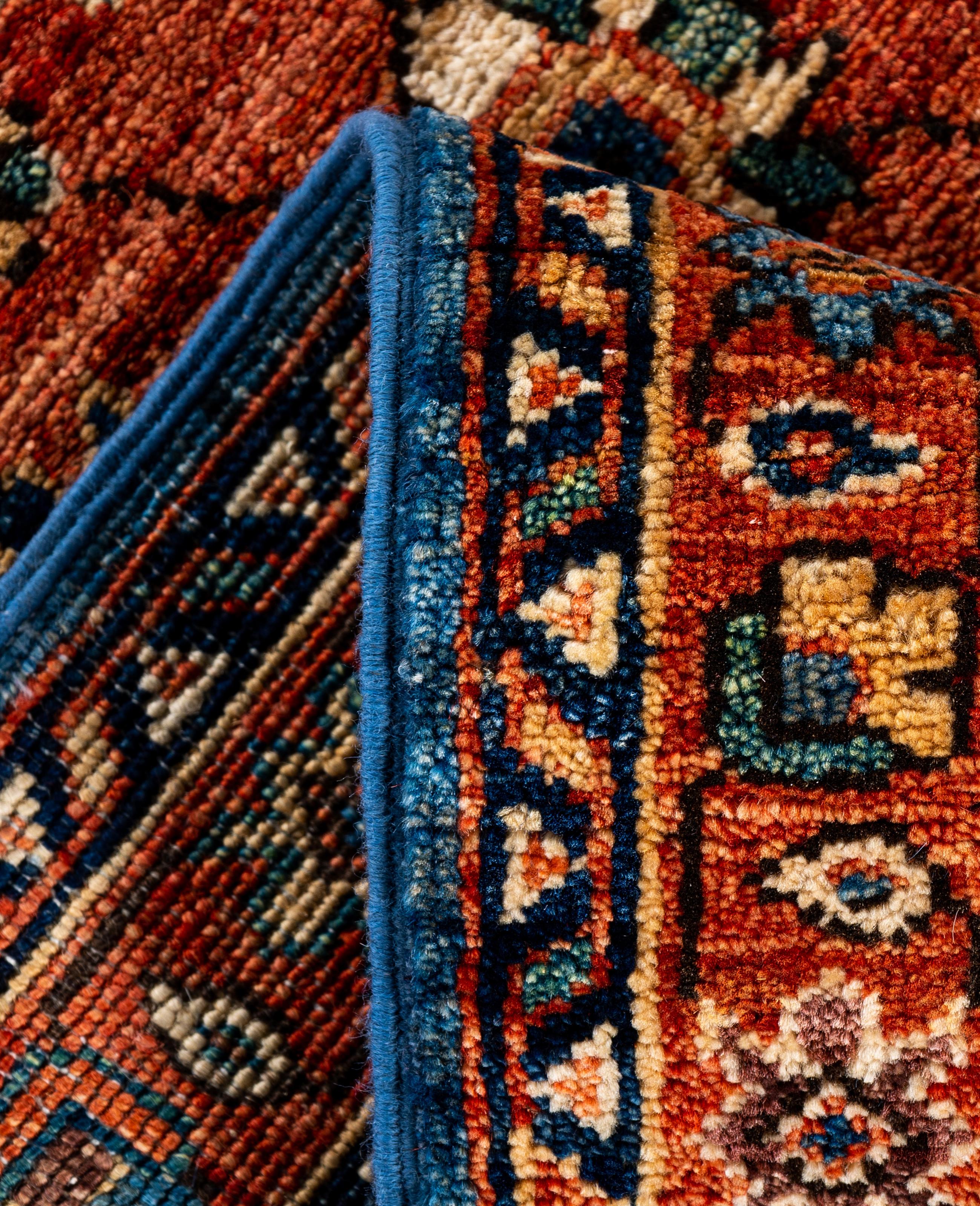 XXIe siècle et contemporain Tapis traditionnel tribal Serapi bleu clair noué à la main 3' 2