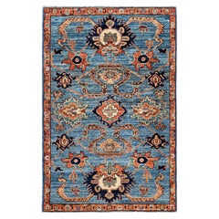 Traditional Tribal Serapi Wool Hand Knotted Light Blue Area Rug 3' 3" x 5' 0"