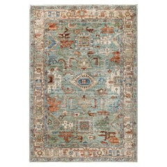 Traditional Tribal Serapi Wool Hand Knotted Light Blue Area Rug 4
 4" x 6
 3"