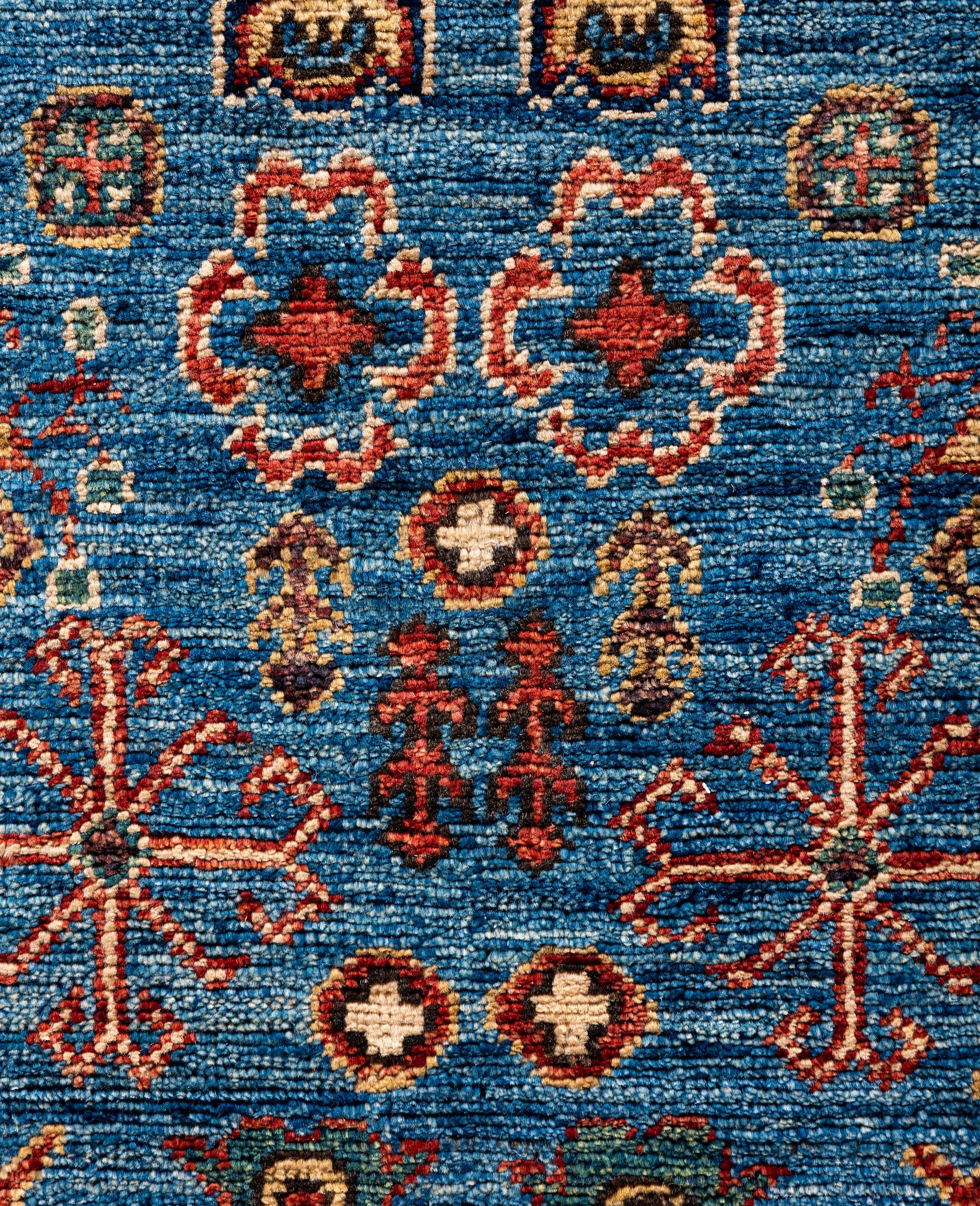 Pakistanais Tapis traditionnel tribal Serapi bleu clair noué à la main 5' 11