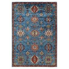 Alfombra Tribal Tradicional Serapi de Lana Anudada a Mano Azul Claro 6' 0" x 8' 11