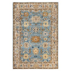 Traditional Tribal Serapi Wool Hand Knotted Light Blue Area Rug 6
 1" x 8
 11"