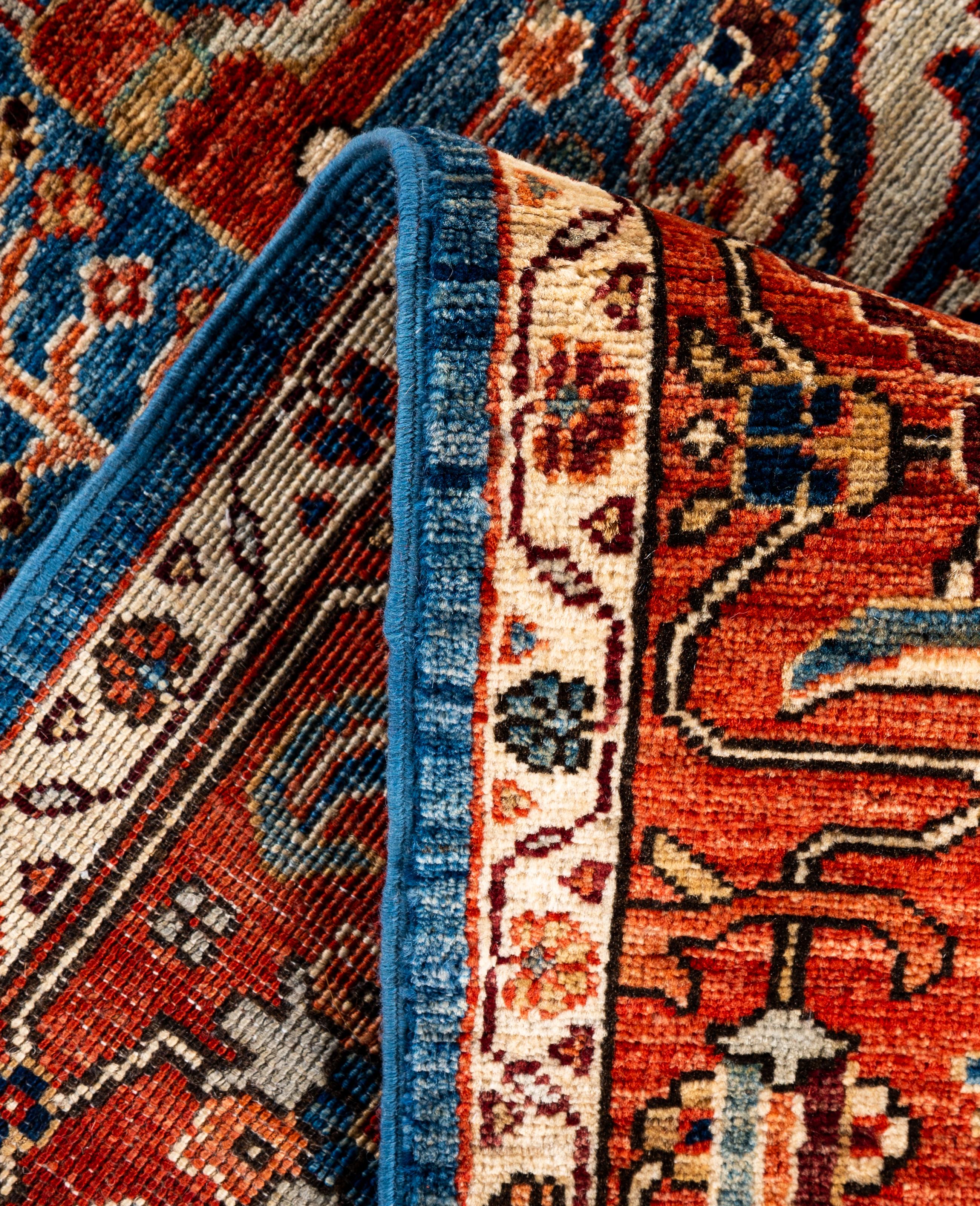 XXIe siècle et contemporain Tapis traditionnel tribal Serapi bleu clair noué à la main 6' 1