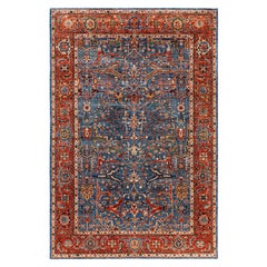 Traditional Tribal Serapi Wool Hand Knotted Light Blue Area Rug 6' 1" x 9' 0"