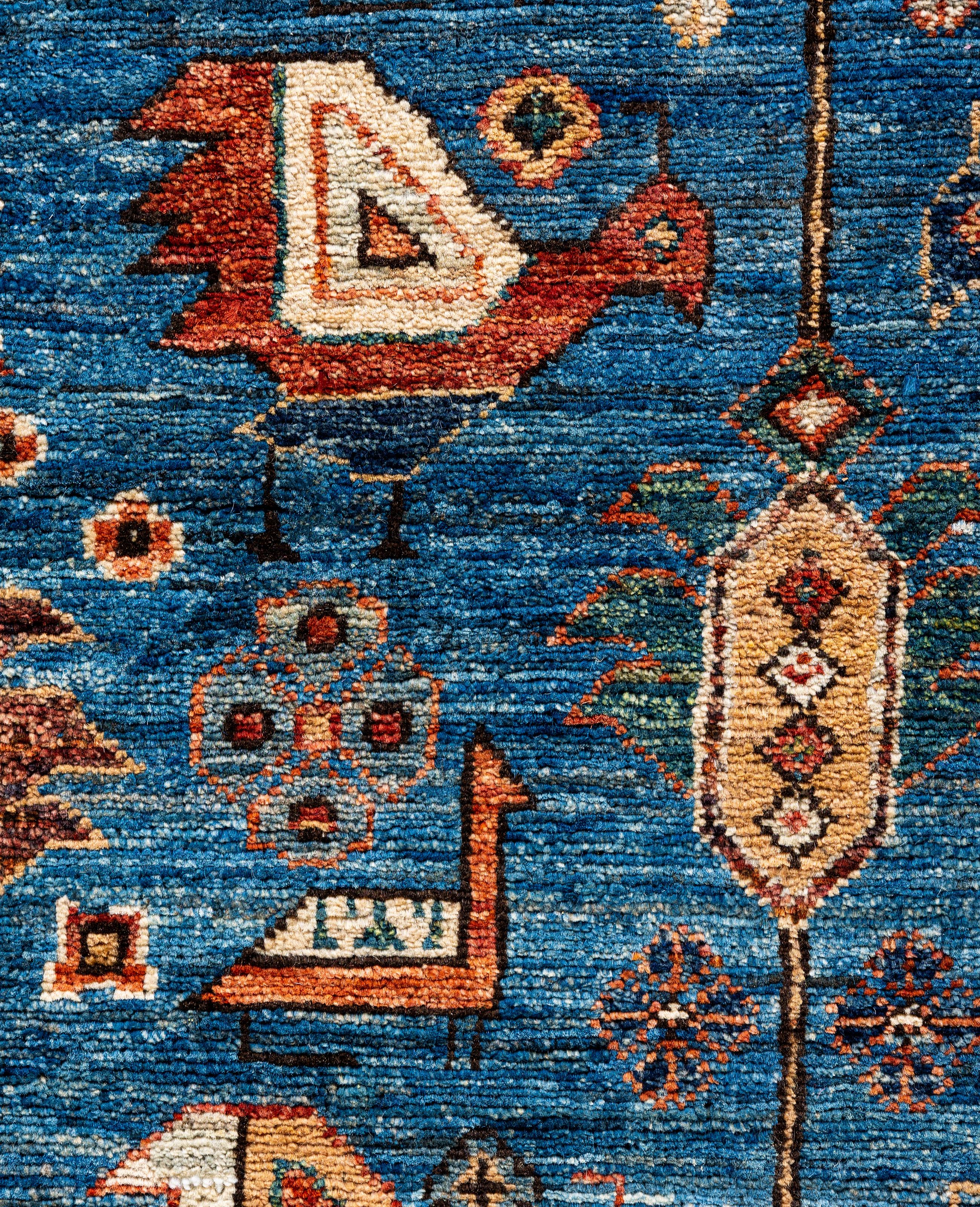 Pakistanais Tapis traditionnel tribal Serapi bleu clair noué à la main 6' 2