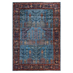 Traditional Tribal Serapi Wool Hand Knotted Light Blue Area Rug 6' 2" x 8' 9"