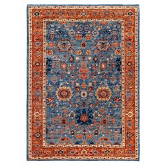 Traditional Tribal Serapi Wool Hand Knotted Light Blue Area Rug 6' 4" x 8' 9"