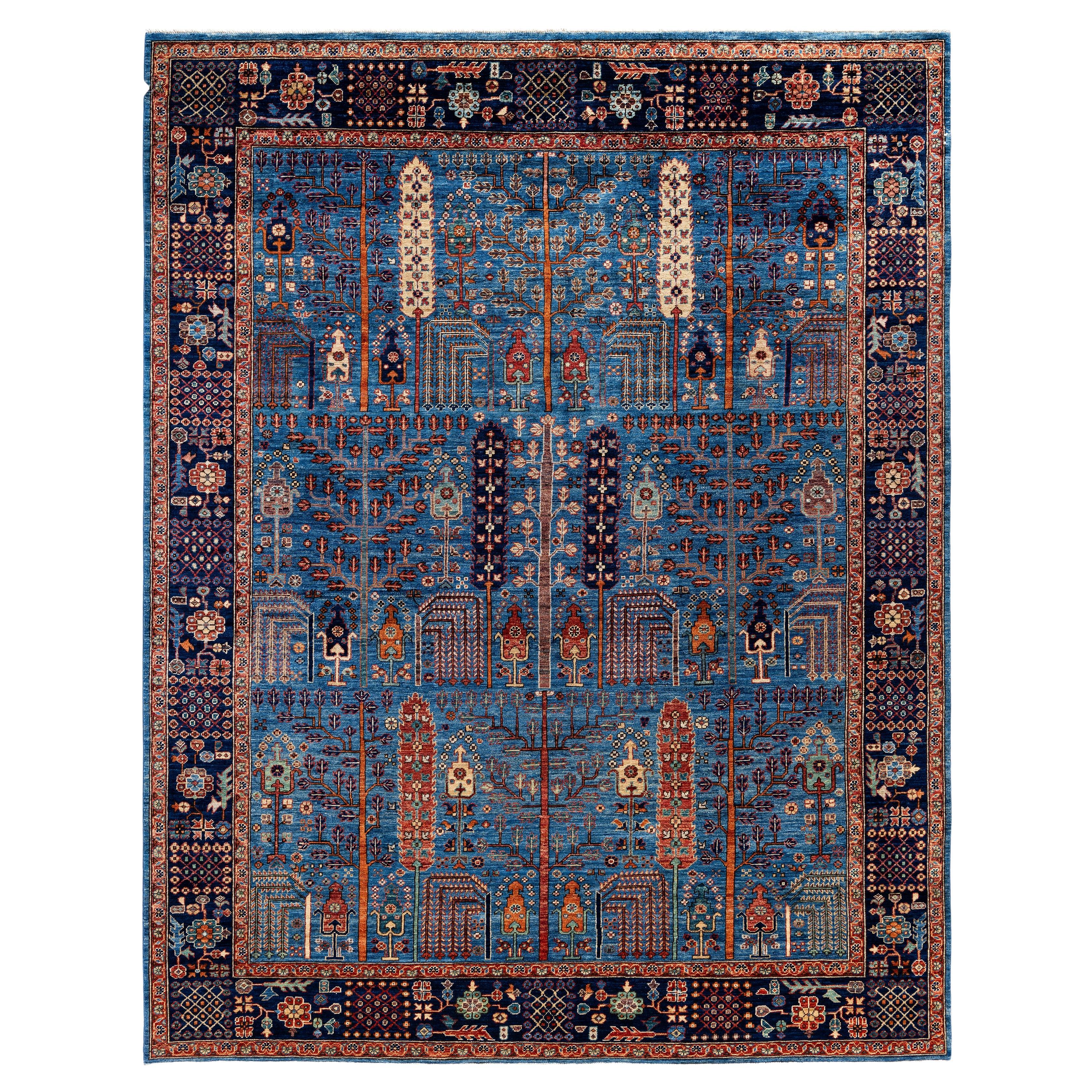 Traditional Tribal Serapi Wool Hand Knotted Light Blue Area Rug 7' 11" x 10' 2"