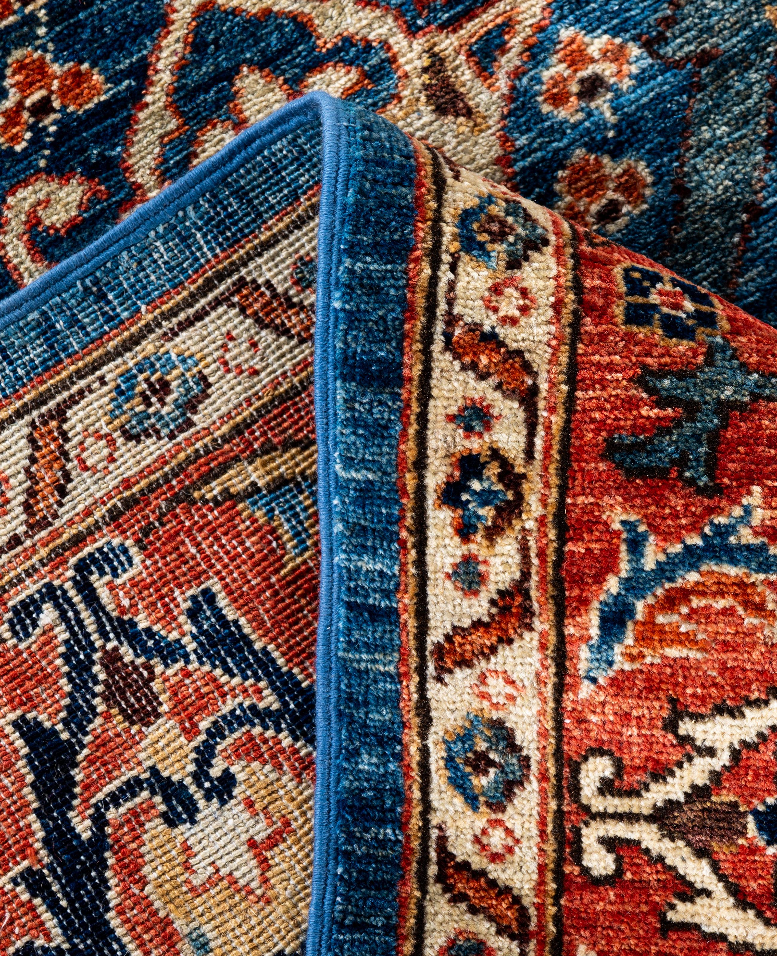 XXIe siècle et contemporain Tapis traditionnel tribal Serapi bleu clair noué à la main 7' 11