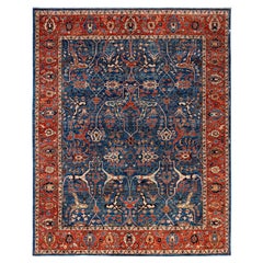 Traditional Tribal Serapi Wool Hand Knotted Light Blue Area Rug 7' 11" x 9' 10"