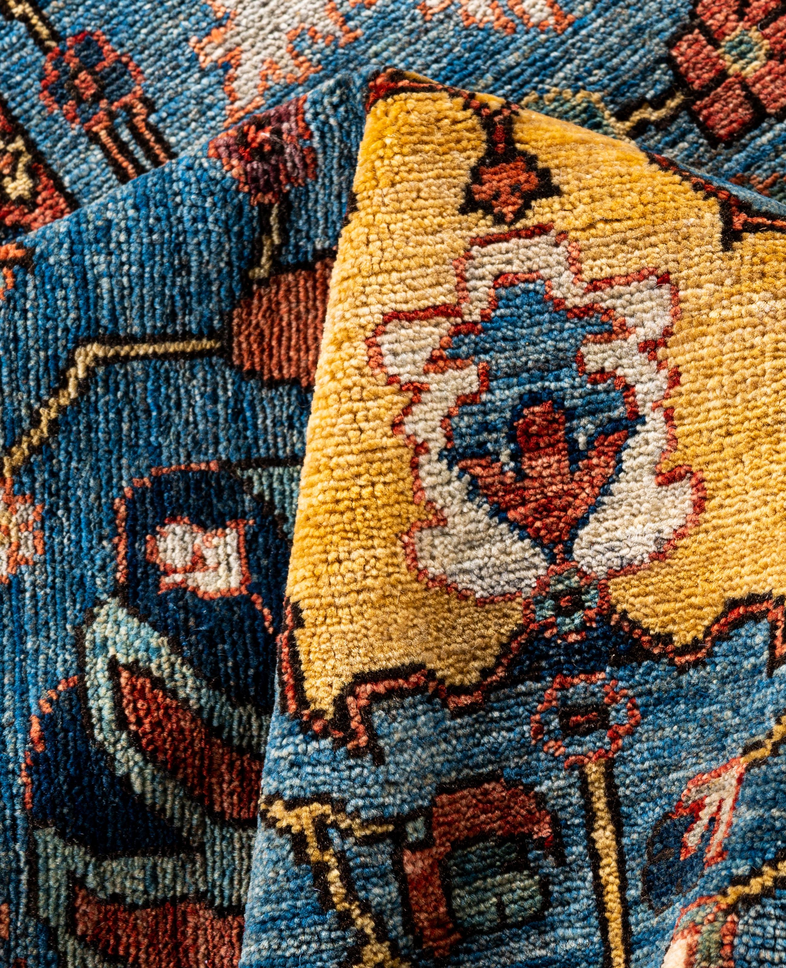 Traditional Tribal Serapi Wool Hand Knotted Light Blue Area Rug 8' 0