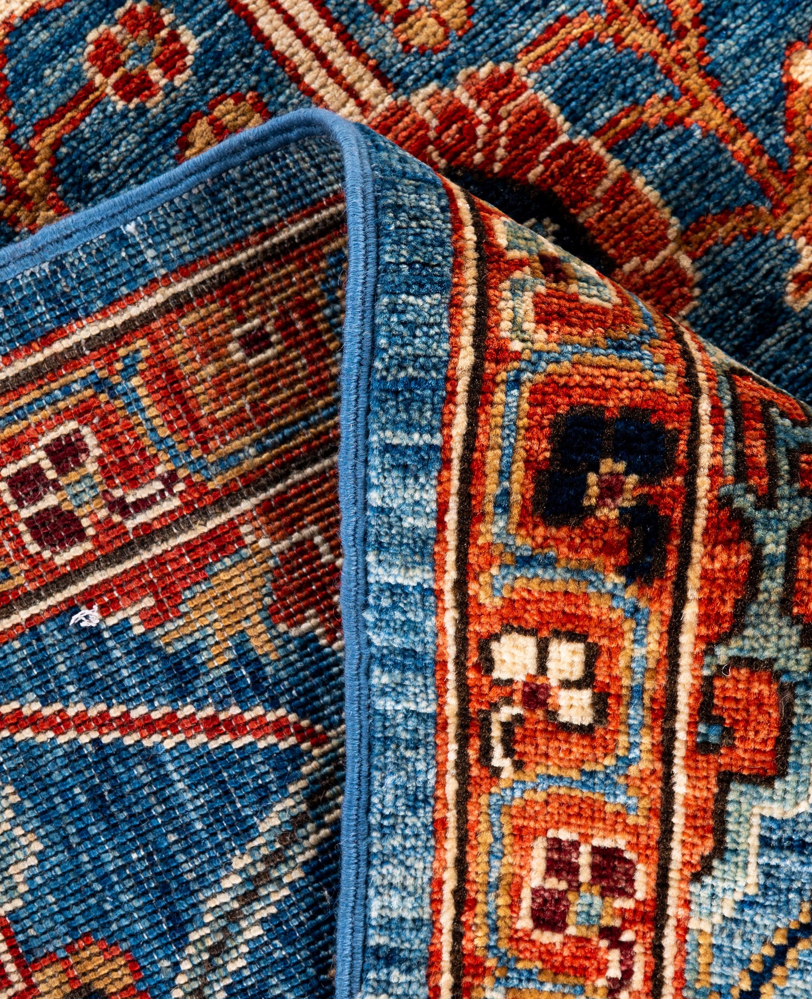 XXIe siècle et contemporain Tapis traditionnel tribal Serapi bleu clair noué à la main 8' 11