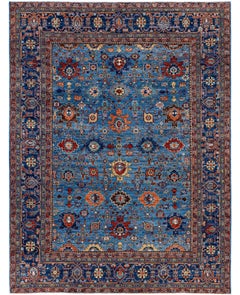 Traditional Tribal Serapi Wool Hand Knotted Light Blue Area Rug 8
 11" x 11
 9"