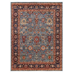 Traditional Tribal Serapi Wool Hand Knotted Light Blue Area Rug 9' 0" x 11' 11"