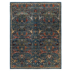 Traditioneller handgeknüpfter hellblauer Teppich aus Serapi-Wolle aus Stammeskunst 9' 0" x 11' 9"