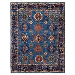 Traditional Tribal Serapi Wool Hand Knotted Light Blue Area Rug 9' 0" x 11' 9"