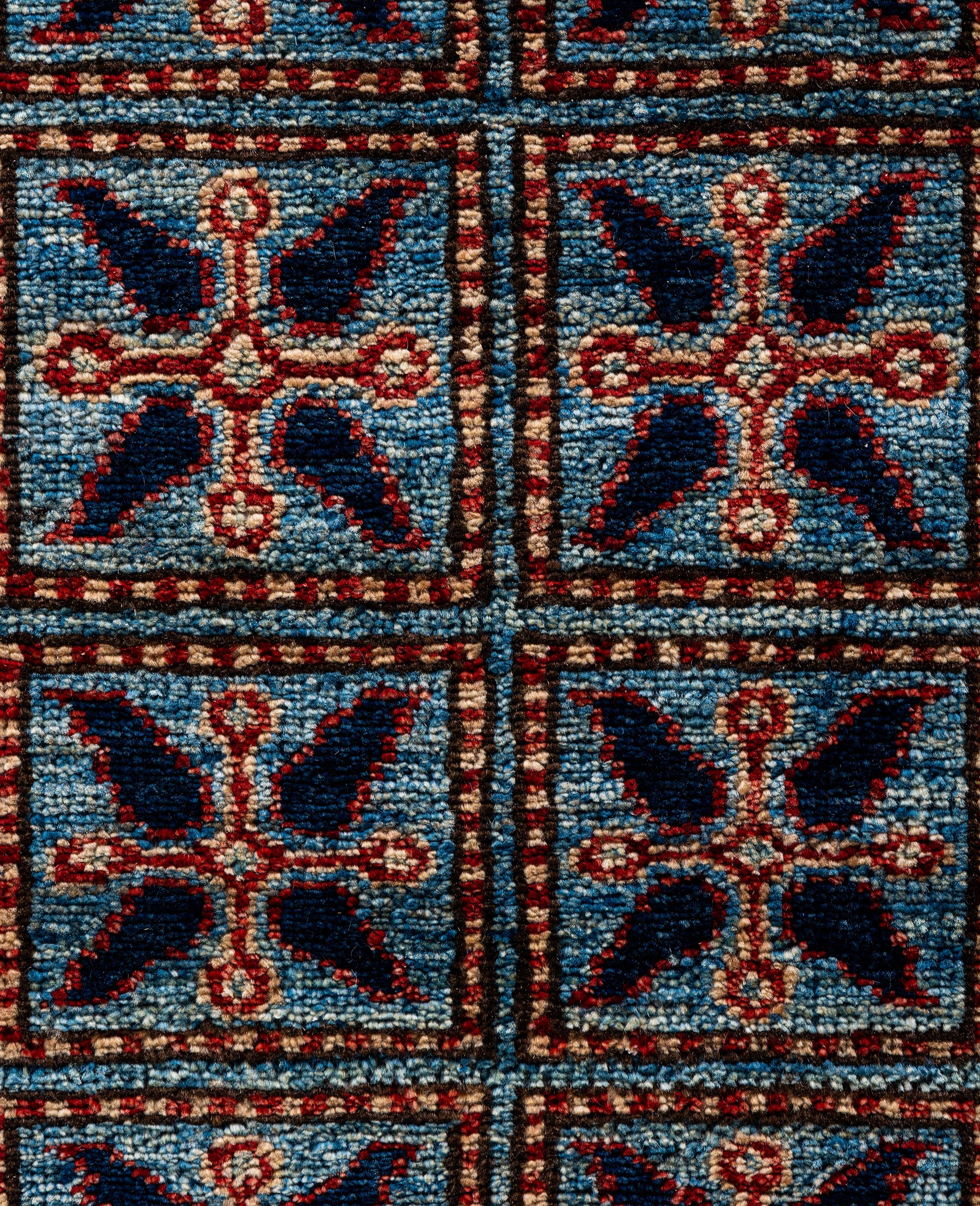 Alfombra Tribal Tradicional Serapi de Lana Anudada a Mano Azul Claro 9' 1