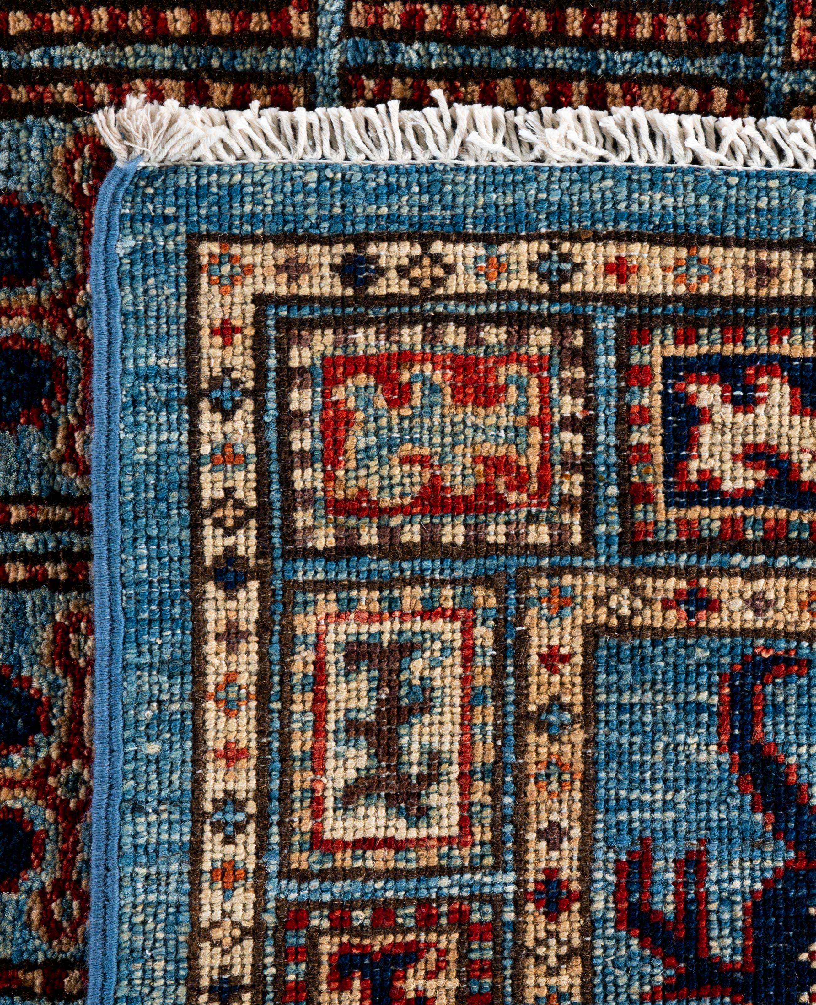Alfombra Tribal Tradicional Serapi de Lana Anudada a Mano Azul Claro 9' 1