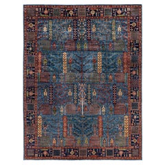 Traditional Tribal Serapi Wool Hand Knotted Light Blue Area Rug 9
 1" x 11
 9"