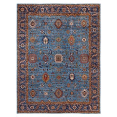 Traditional Tribal Serapi Wool Hand Knotted Light Blue Area Rug 9
 2" x 11
 11"