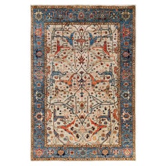 Tapis traditionnel tribal Serapi gris clair noué à la main 6' 1" x 8' 11"