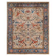 Traditional Tribal Serapi Wool Hand Knotted Light Gray Area Rug 7' 11" x 9' 10"