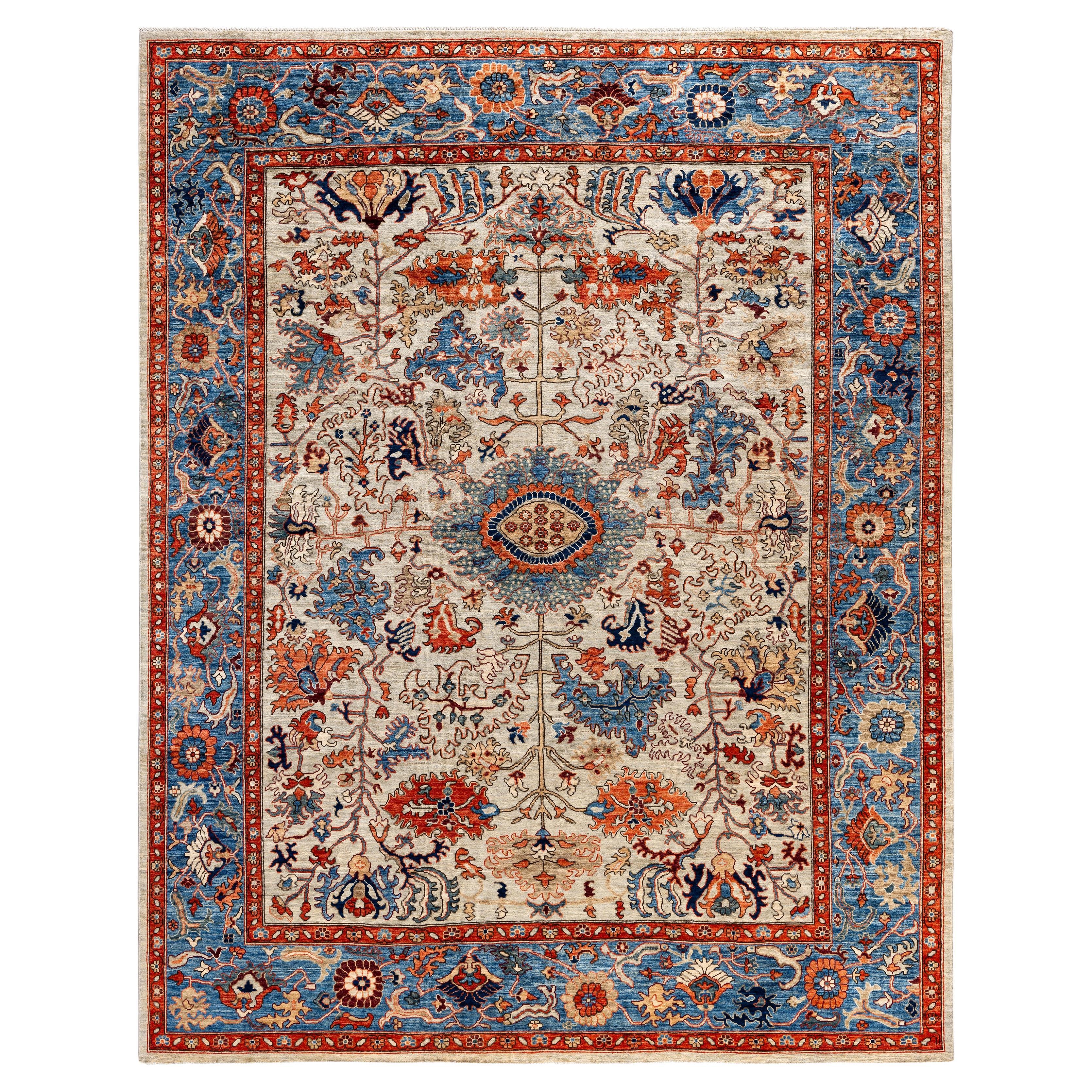 Tappeto Tribale Serapi in lana annodato a mano grigio chiaro 8' 0" x 10' 0"