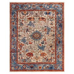 Traditional Tribal Serapi Wool Hand Knotted Light Gray Area Rug 8' 0" x 10' 0"