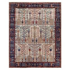 Alfombra Tribal Tradicional Serapi de Lana Anudada a Mano Gris Claro 8' 0" x 9' 11