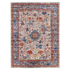Traditional Tribal Serapi Wool Hand Knotted Light Gray Area Rug 8' 11" x 11' 11"