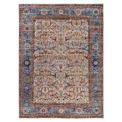 Traditional Tribal Serapi Wool Hand Knotted Light Gray Area Rug 8' 11" x 12' 0"