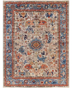 Traditional Tribal Serapi Wool Hand Knotted Light Gray Area Rug 9
 0" x 11
 10"