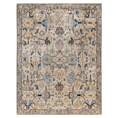 Traditional Tribal Serapi Wool Hand Knotted Light Gray Area Rug 9
 1" x 11
 10"