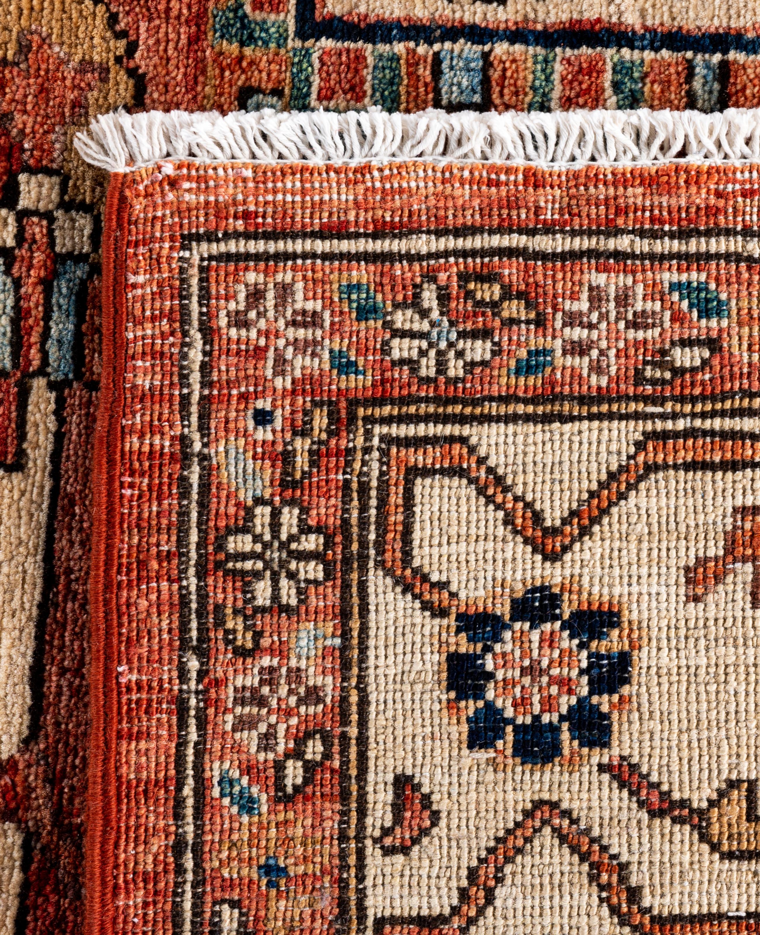 Traditional Tribal Serapi Wool Hand Knotted Orange Area Rug 8' 10