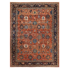 Traditional Tribal Serapi Wool Hand Knotted Orange Area Rug 9' 0" x 11' 11"