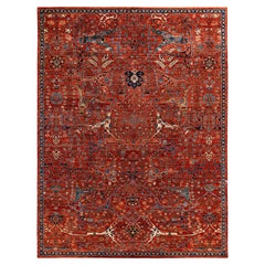 Traditional Tribal Serapi Wool Hand Knotted Orange Area Rug 9' 0" x 12' 0"