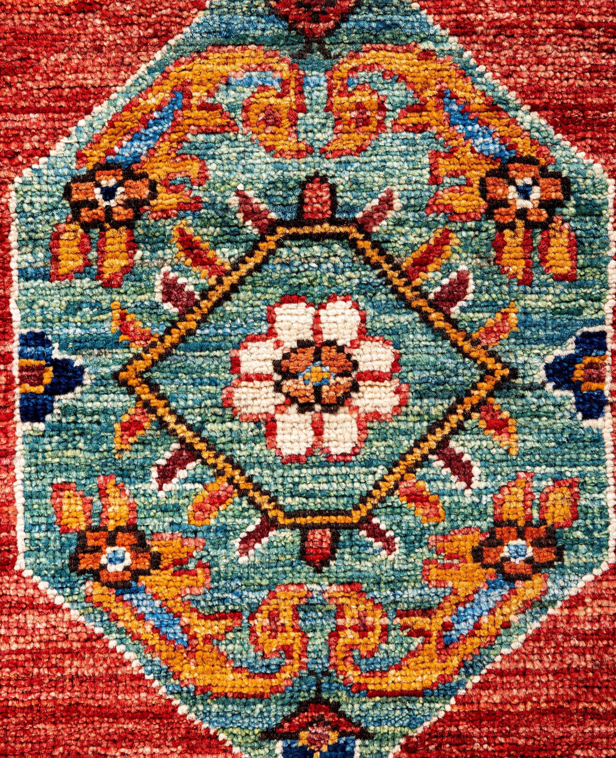 Pakistanais Tapis traditionnel tribal Serapi rouge noué à la main 2' 6