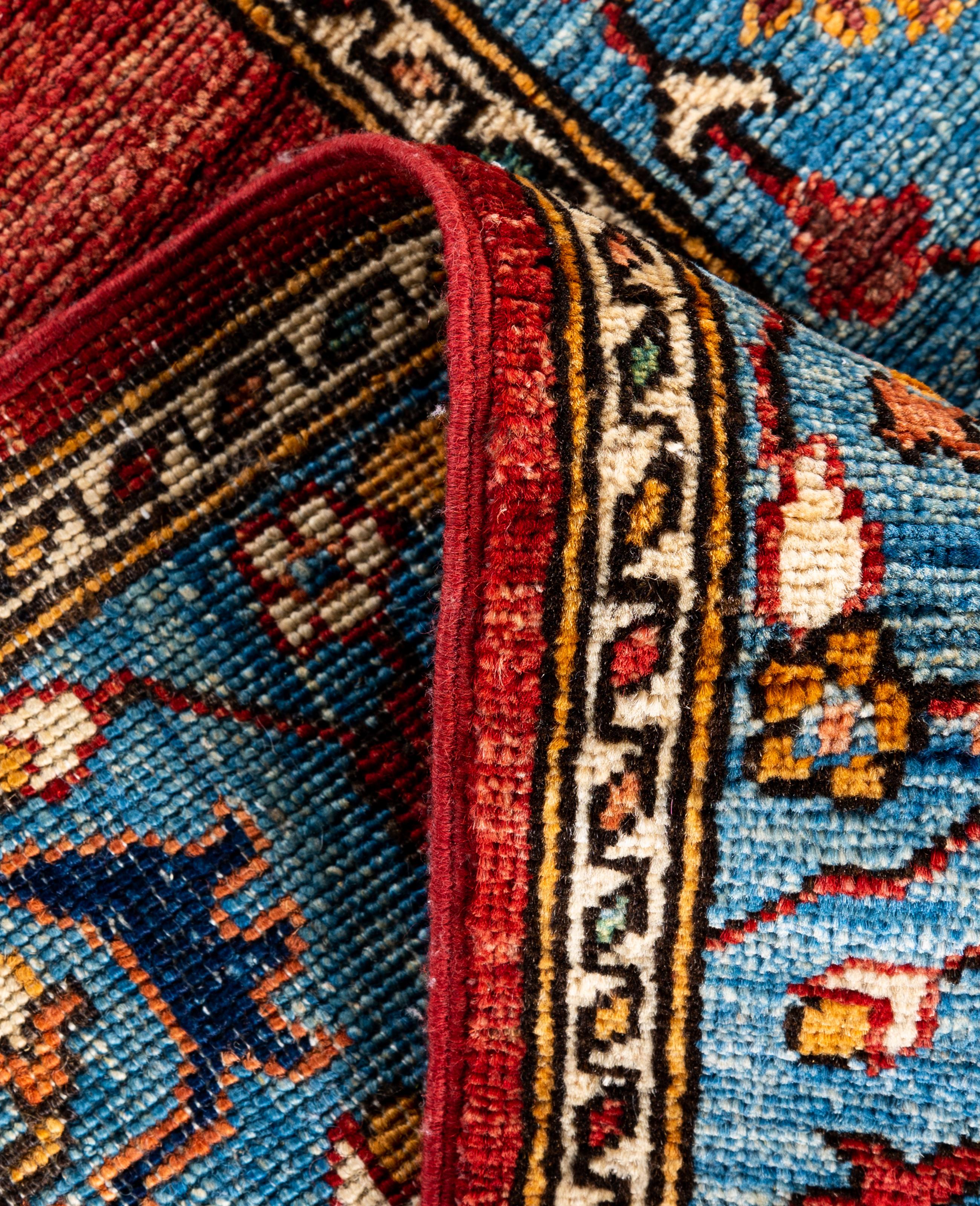 XXIe siècle et contemporain Tapis traditionnel tribal Serapi rouge noué à la main 2' 6