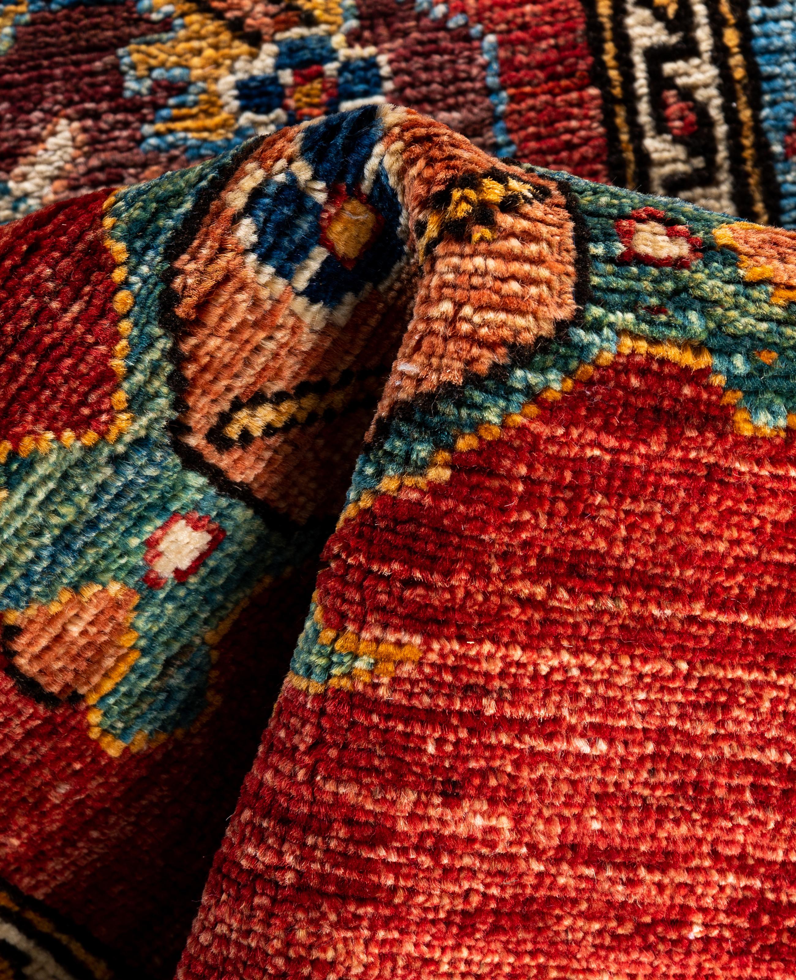 Laine Tapis traditionnel tribal Serapi rouge noué à la main 2' 6