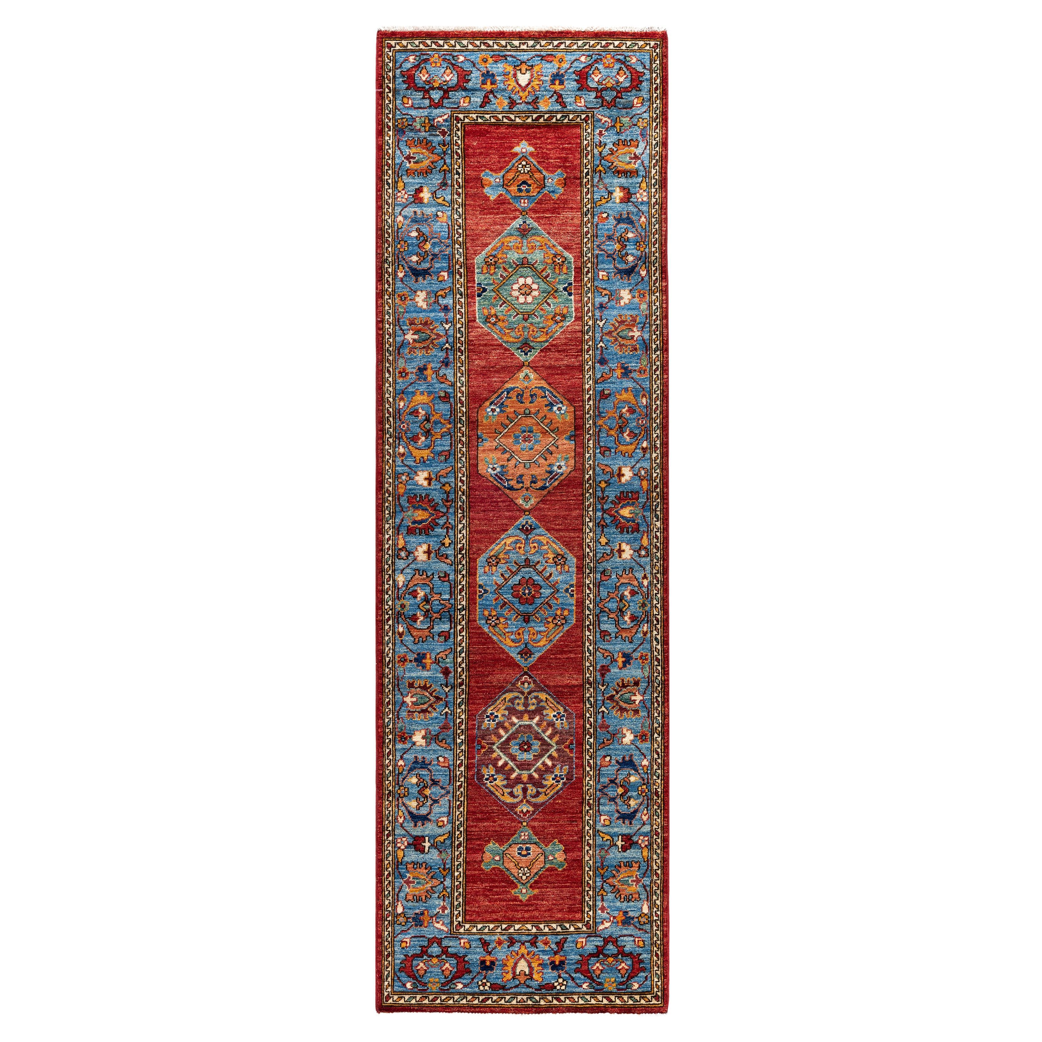 Tappeto Tribale Serapi in Lana Annodato a Mano Rosso 2' 6" x 8' 5"