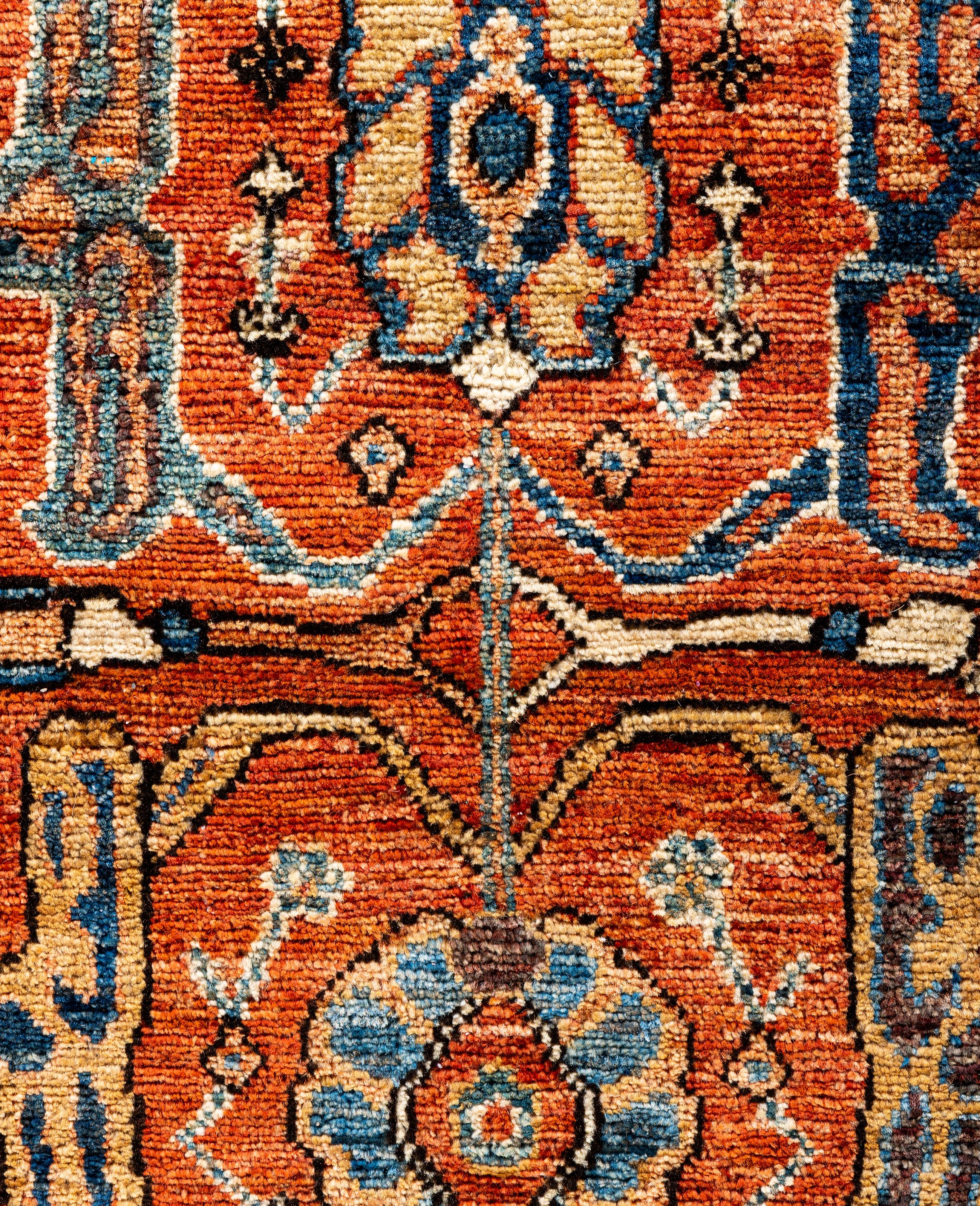 Traditioneller handgeknüpfter roter Serapi-Wollteppich aus Stammeskunst 2' 7