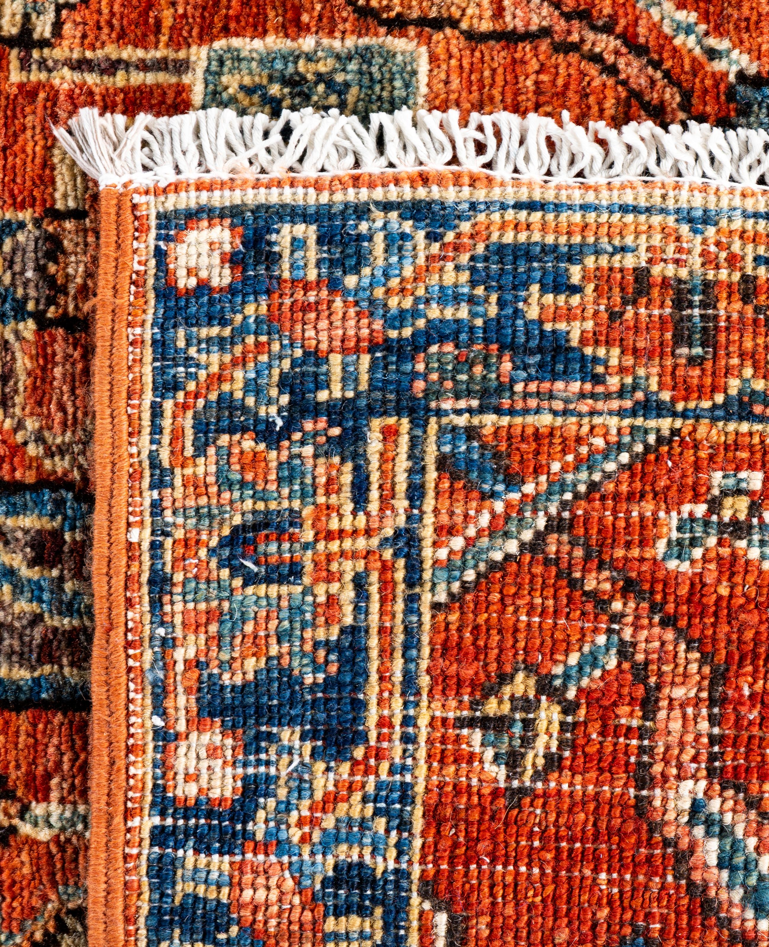 Traditioneller handgeknüpfter roter Serapi-Wollteppich aus Stammeskunst 2' 7