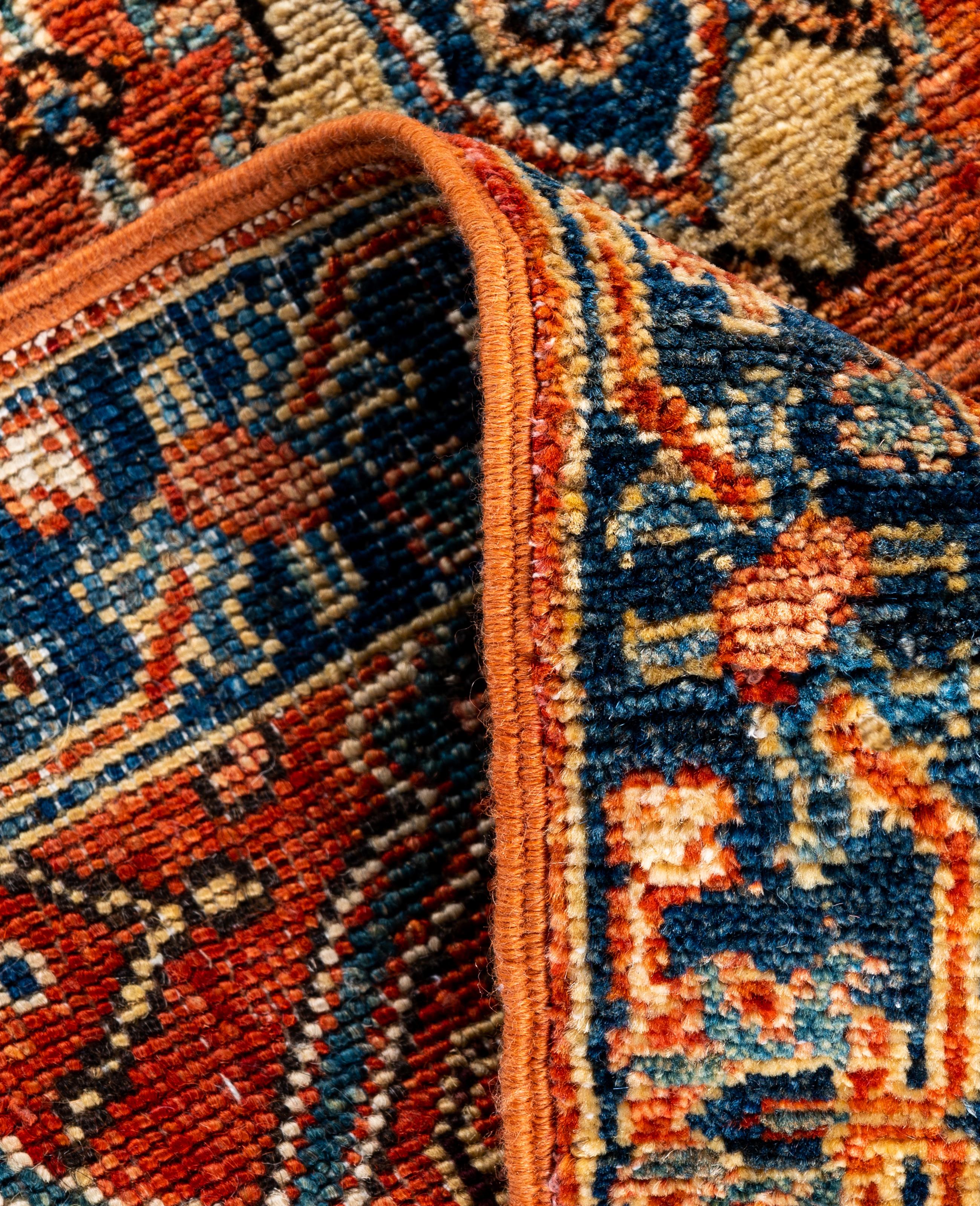 Traditioneller handgeknüpfter roter Serapi-Wollteppich aus Stammeskunst 2' 7